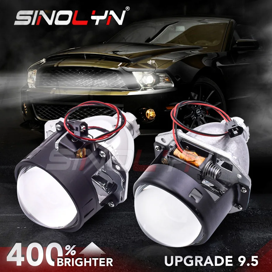 Sinolyn 2.5 Cal 9.5 wersja reflektor biksenonowy soczewki dla H4 H7 reflektor LED DRL Halo soczewki samochodowe akcesoria samochodowe użyj H1 HID