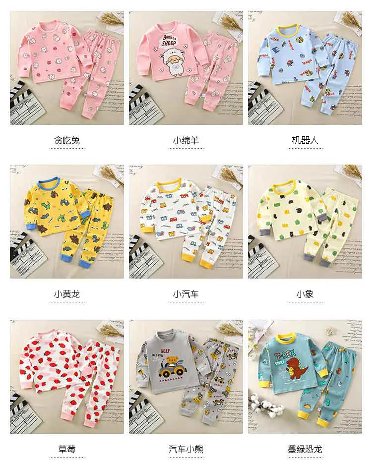 Neues Kinder-Baumwoll-Homewear-Set für Frühling und Herbst, Mädchen und Jungen, dehnbar, weich, bedruckt, Pyjama, atmungsaktiv, bequem, lange Ärmel – Detail 10