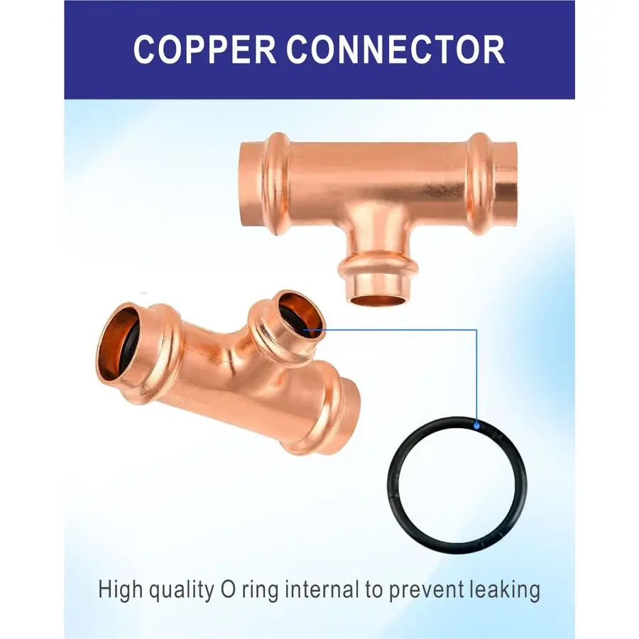 Tee Propress de 4 polegadas, acessórios de prensa de cobre, PxPxP sem chumbo BPAFree, certificado NSF, pacote com 5