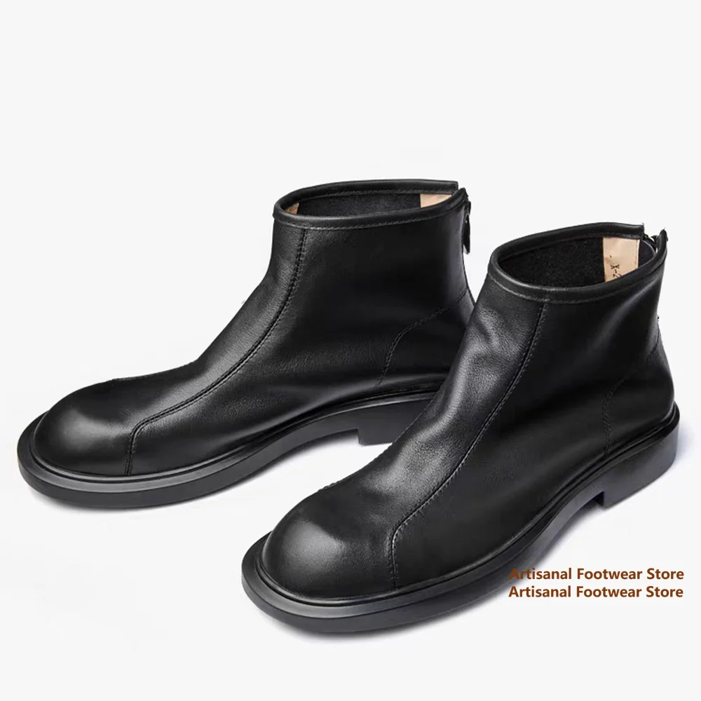 جلد البقر الجانب سستة تشيلسي أحذية الرجال النمط البريطاني عالية أعلى الأحذية الجلدية العصرية شعبية رجال الأعمال مكتب الرجال الأحذية #5