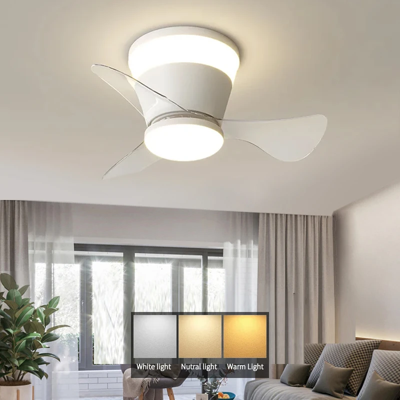 

New Mini Ultra-thin Ceiling Fan Light Balcony Corridor Porch Bedroom Living Room Variable Frequency Remote Control LED Fan Light