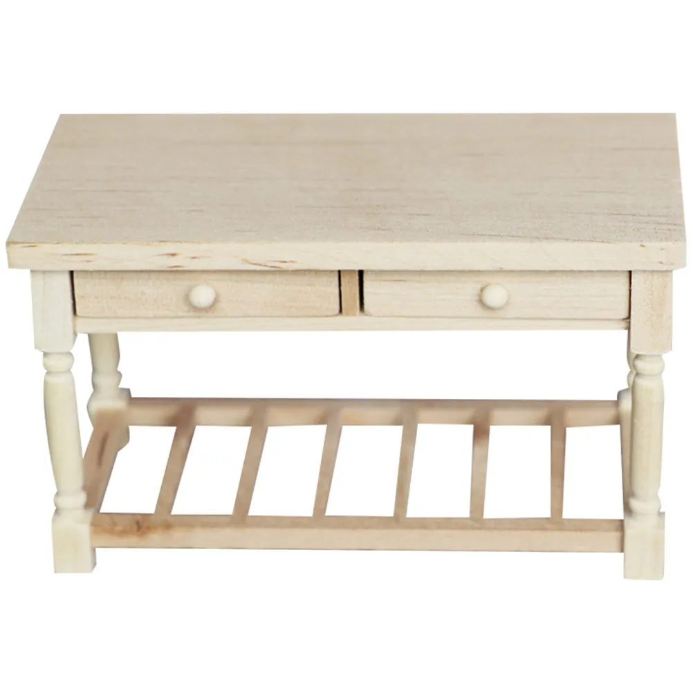 

Miniature Wooden Desk Vintage Style Compact Mini House Decoration Mini Table with Drawer Simulation Furniture Adornment