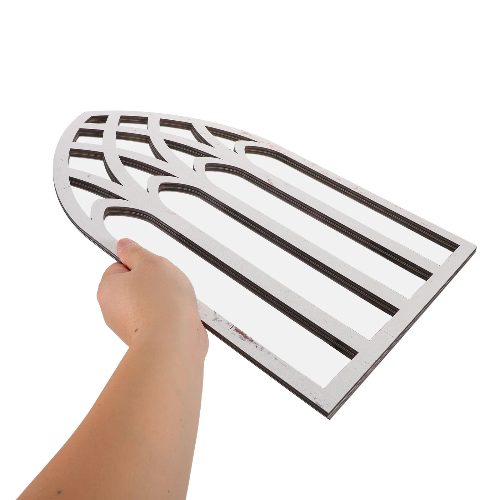 

42X27Cm Window Mirror Wall Decor Gothic Arch Rustic Wood Grain Farmhouse Entryway Living Room Bedroom Bathroom Arched Mirror