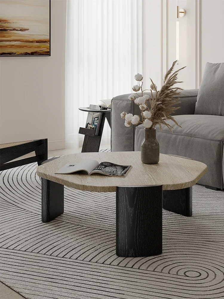 

#Wind Tunnel Stone Tea Table Living Room Household Modern Simple Light Luxury Black