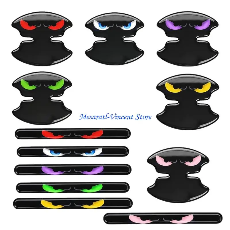 A70F Car Door Bowl Decal Set, Glossy Epoxy Handle Area Trim, 8 Piece Exterior Detail for Daily Driving Use