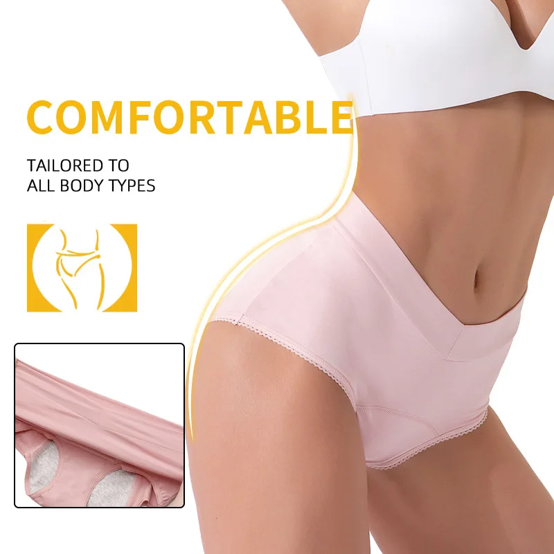 Bragas fisiológicas de algodón para mujer, ropa interior Menstrual de talla grande, a prueba de fugas, higiénicas, antibacterianas, L-5XL