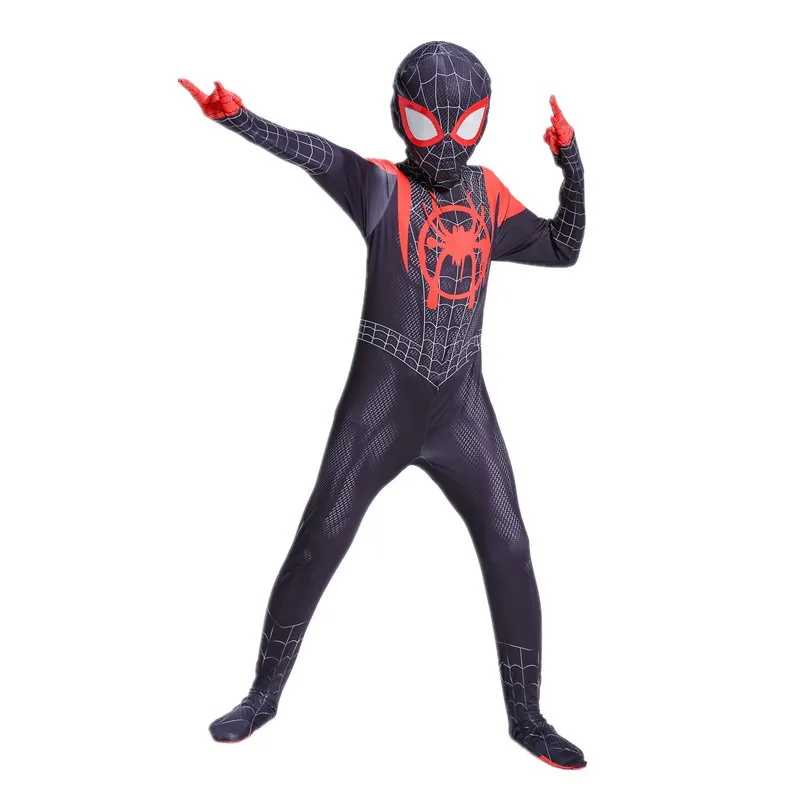 MINISO Boys Spider-Man Cosplay Costumes Jumpsuit Superhero Miles Morales Movie Role Play Boys Girls Halloween Carnival Clothes