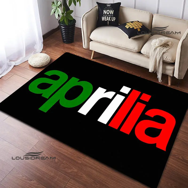 Aprilia logotipo impresso tapete motocicleta moda sala de estar quarto bonito tapete antiderrapante capacho fotografia adereços presente