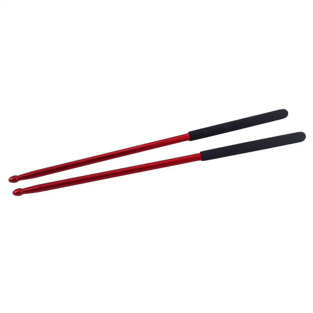 2pcs Aluminum Alloy 5A Drum Mallet Drumsticks Red for Music Bands Exercise