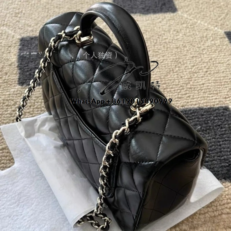 

with drill handle chain messenger bag handheld women's bag sheepskin cf large mini small golden ball square fat man hand bag