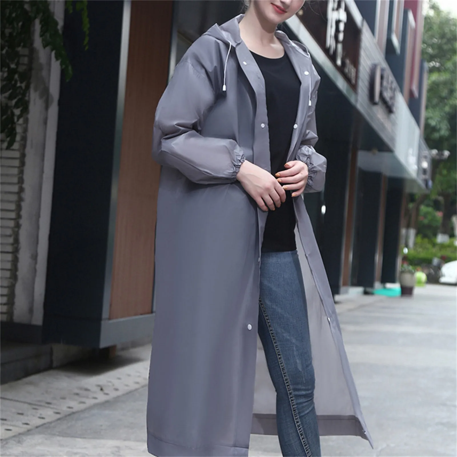 جديد للجنسين الرياح مقاوم للماء قابلة لإعادة الاستخدام معطف واق من المطر خفيفة الوزن مقنعين طويل كامل الجسم المعطف في الهواء الطلق الطوارئ العملي المطر والعتاد