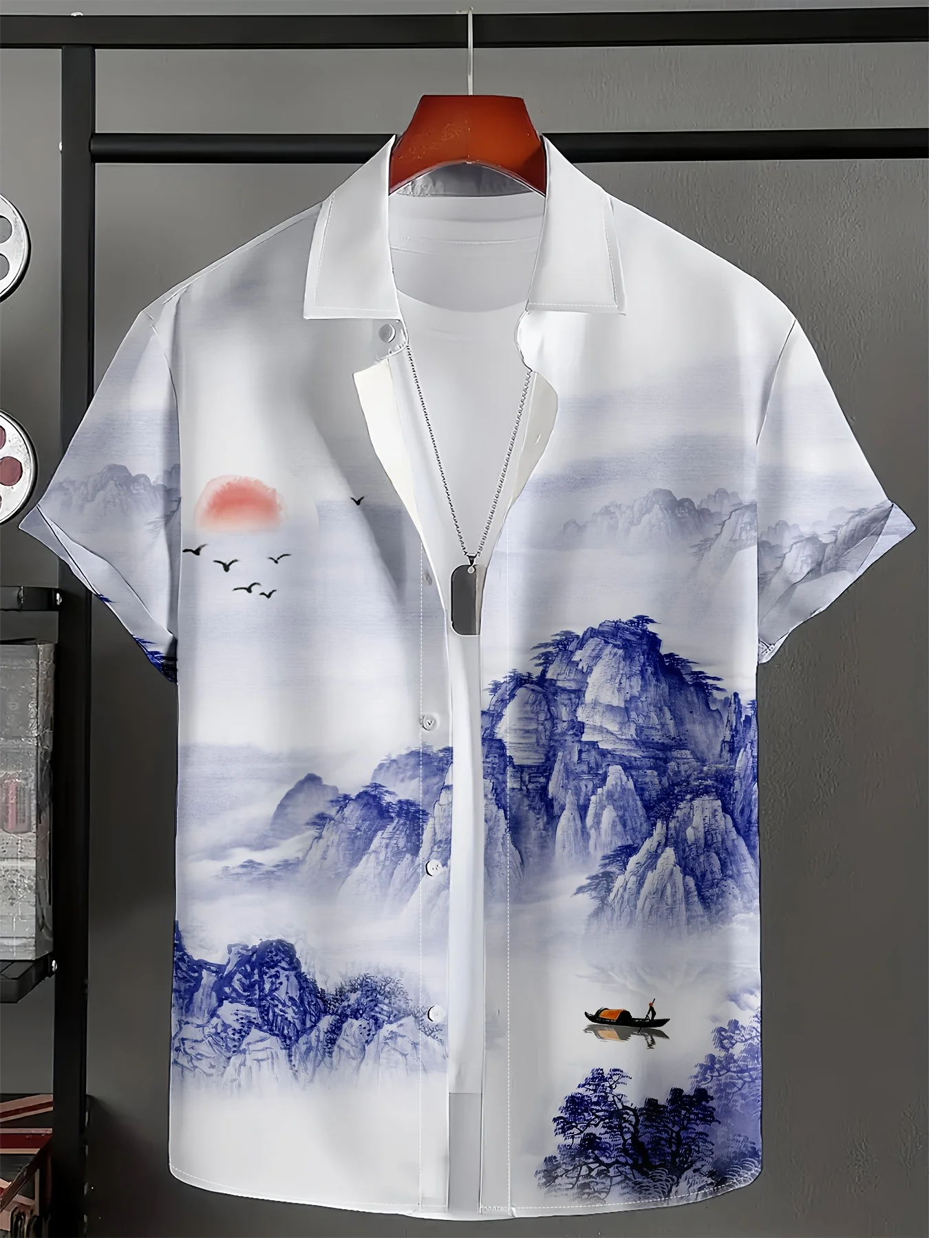 Summer Men's Flower Hawaiian Shirts Casual Vacation Short Sleeve Shirts Collar Button Up Shirts Fashion Steetwear For Men