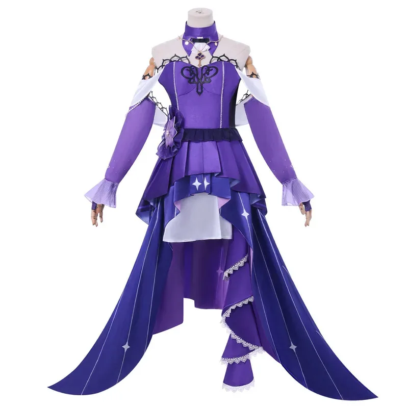 Honkai: Star Rail Herta Costume Cosplay Gonna viola Vacanza Cosplay Abito da festa Parrucca Prop Set di Halloween