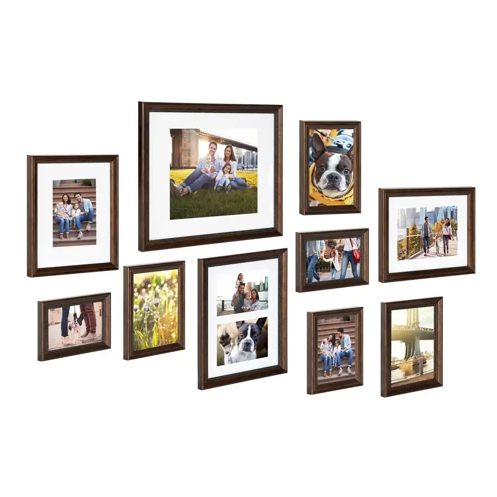 Traditional Bronze Wall Picture Frame Set Collection Display Set Of 10 Varying Sizes Graduated Profile Glam Frames Home Wall