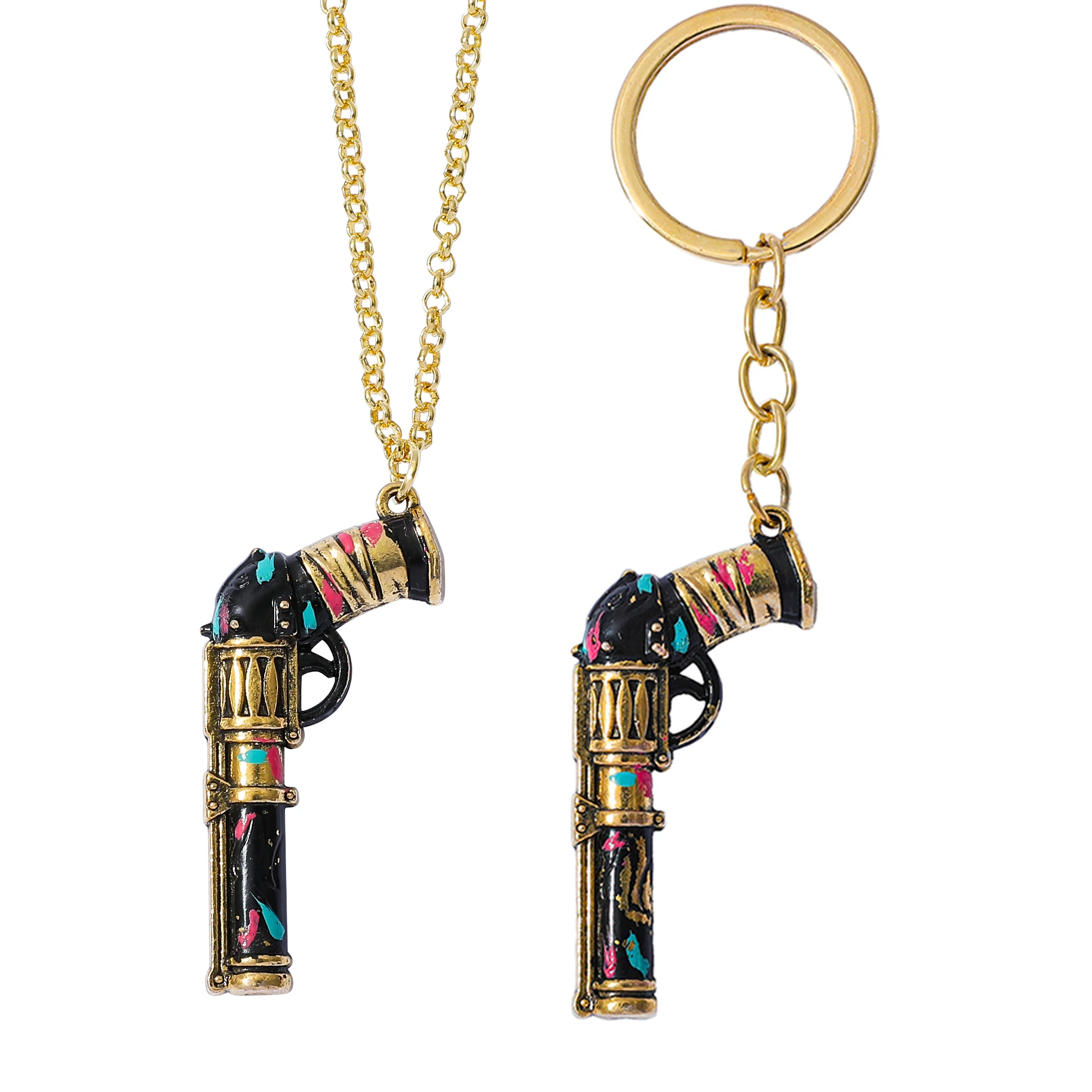 Jinx Gaming Accessories - ジンクスキャノンヒーローガンメタルネックレスキーリング男性用難解な保安官スキンゲームテーマジュエリーファンアクセサリー