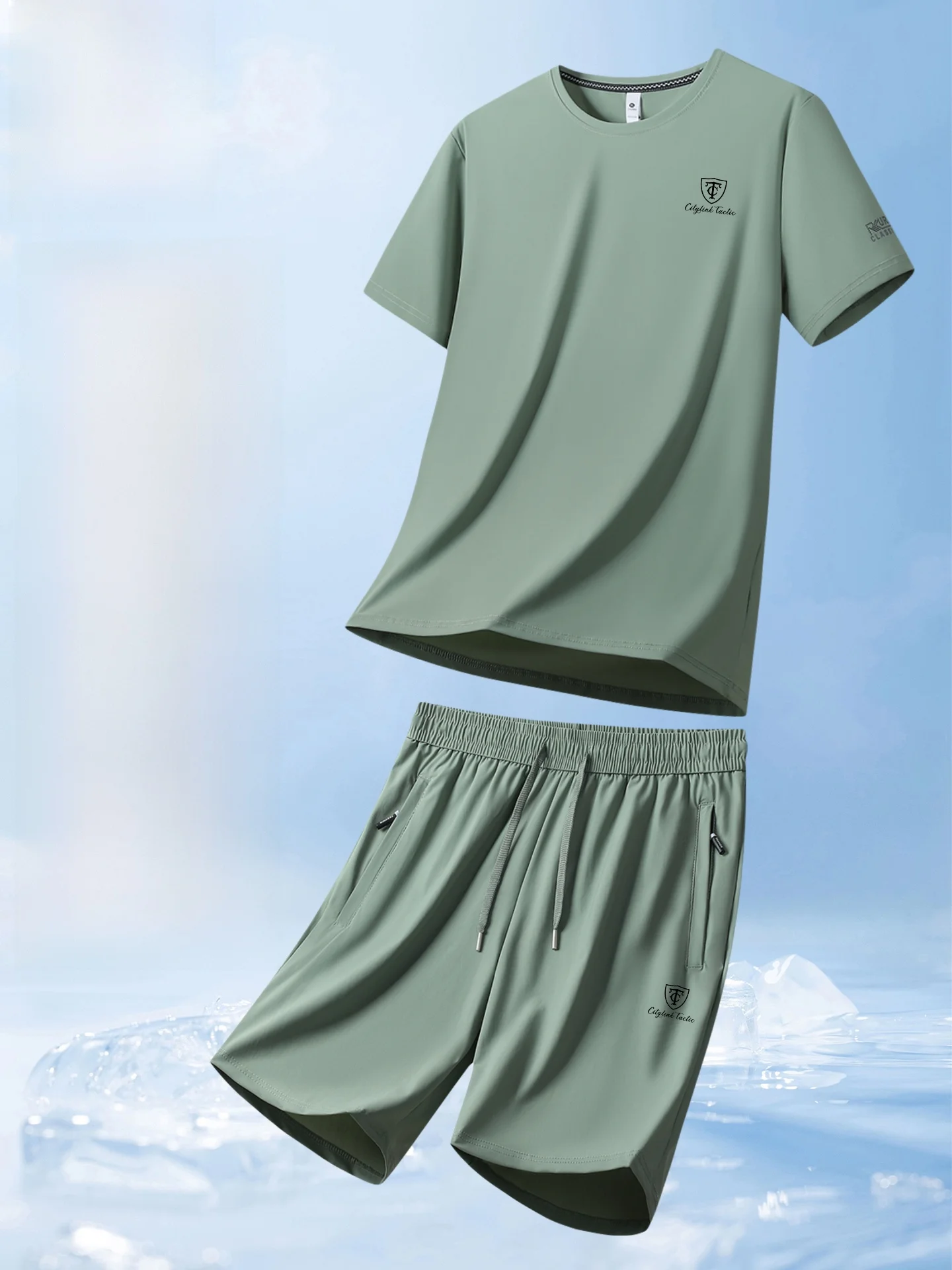 

Мужской спортивный костюм Lincoln Luxury Ice Silk: футболка и шорты для бега, летний молодежный повседневный спортивный комплект