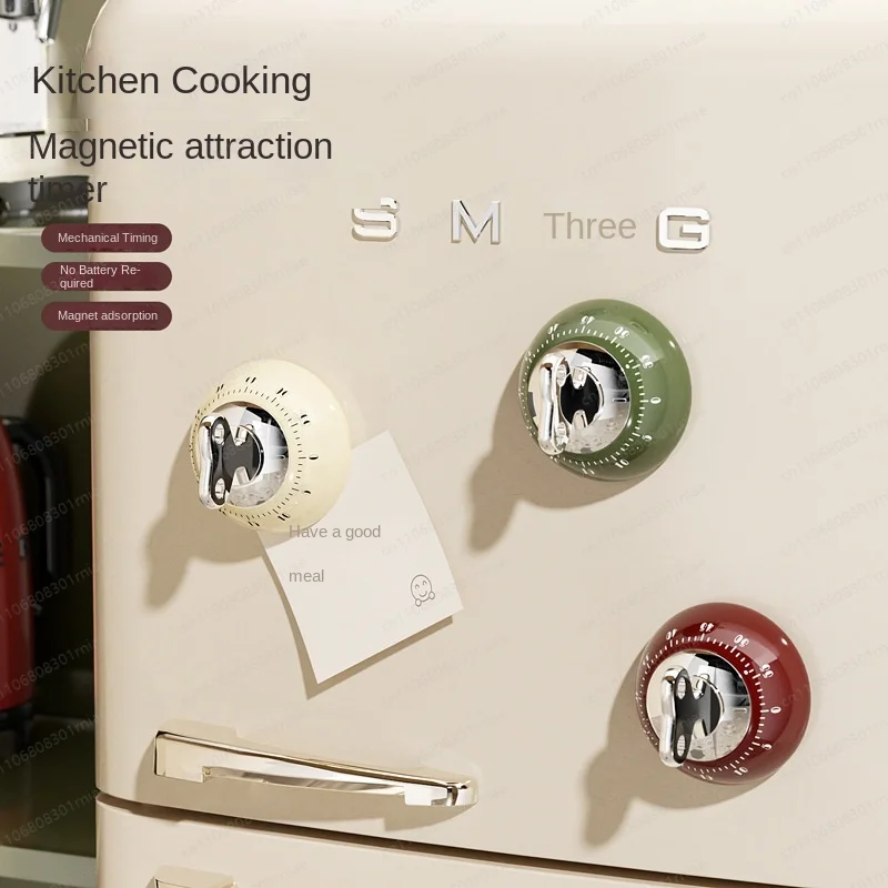 Modern Kitchen Magnetic Plastic Mechanical Alarm Clock Timer Deluxe Precision Countdown Adsorption Desktop Refrigerator