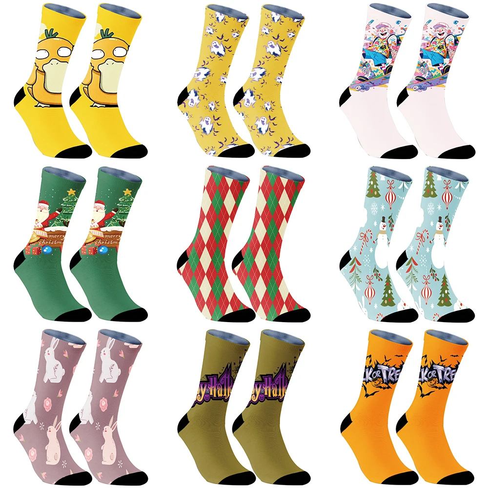 New Custom Cool Pattern Socks Men Women Warm Printing Sports Football Socks Christmas