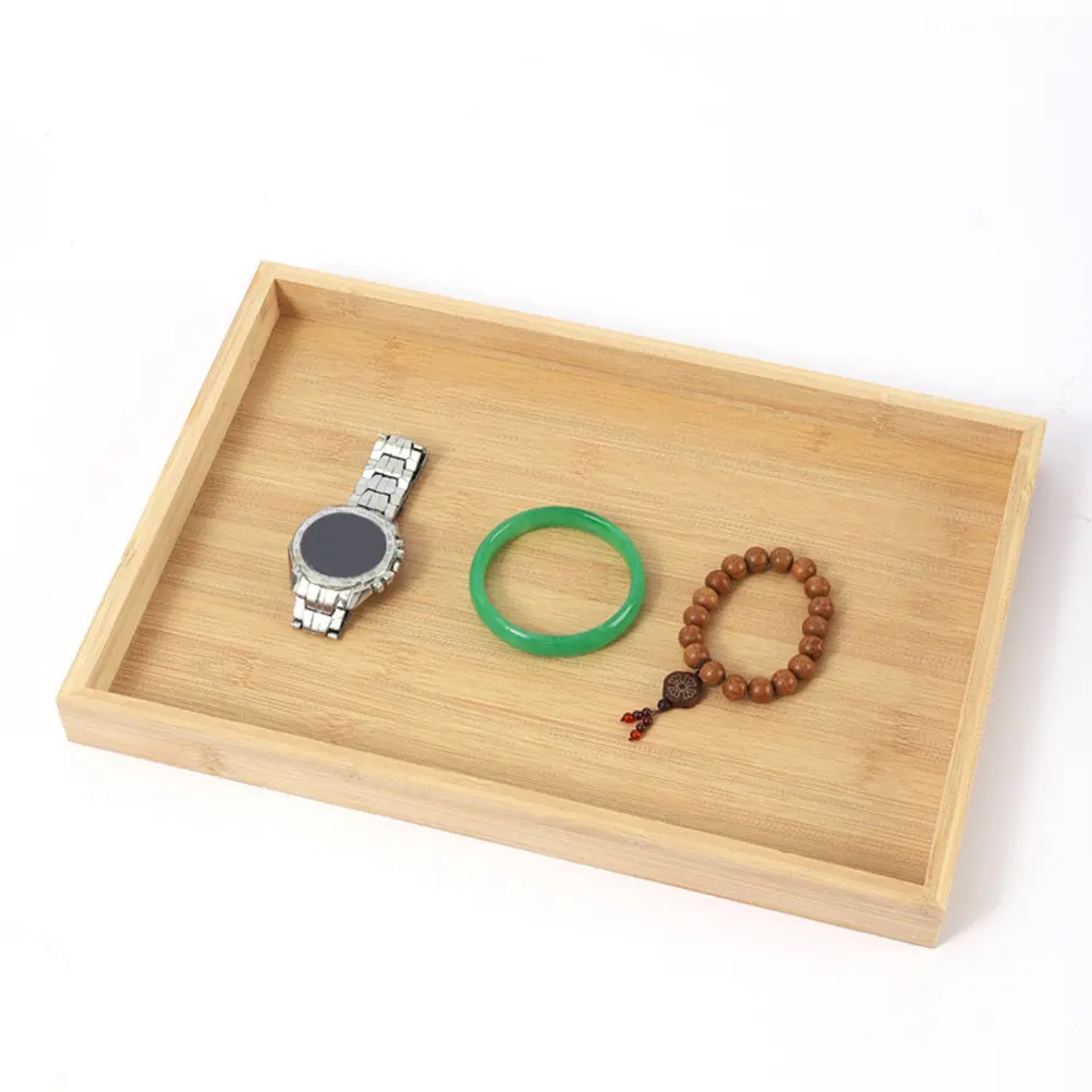 

Bamboo Jewelry Display Plate Earring Necklace Holder Decorative Tray Storage Organizer Gift for Women Home Hotel Dorm Desktop