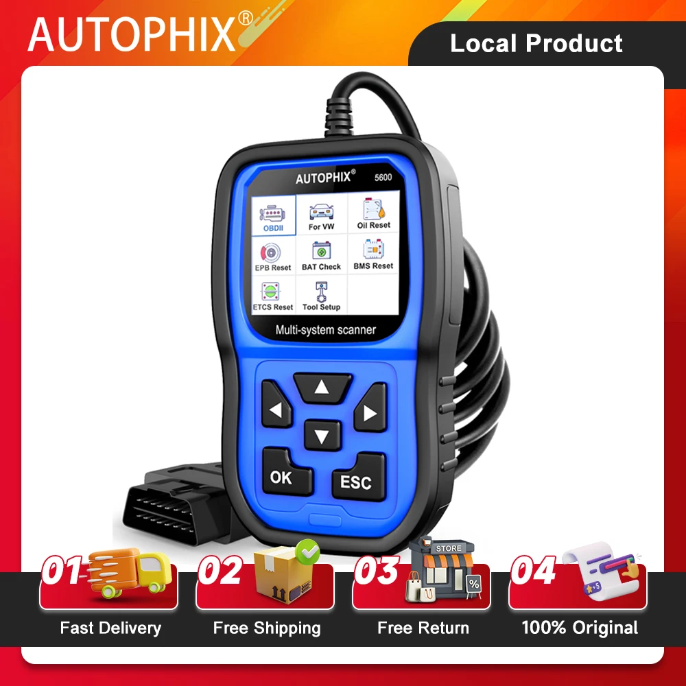 

AUTOPHIX 5600 OBD2 Scanner for VW Audi Skoda Seat Engine ABS SAS Transmission Oil Reset Battery Registration Diagnostic Tool