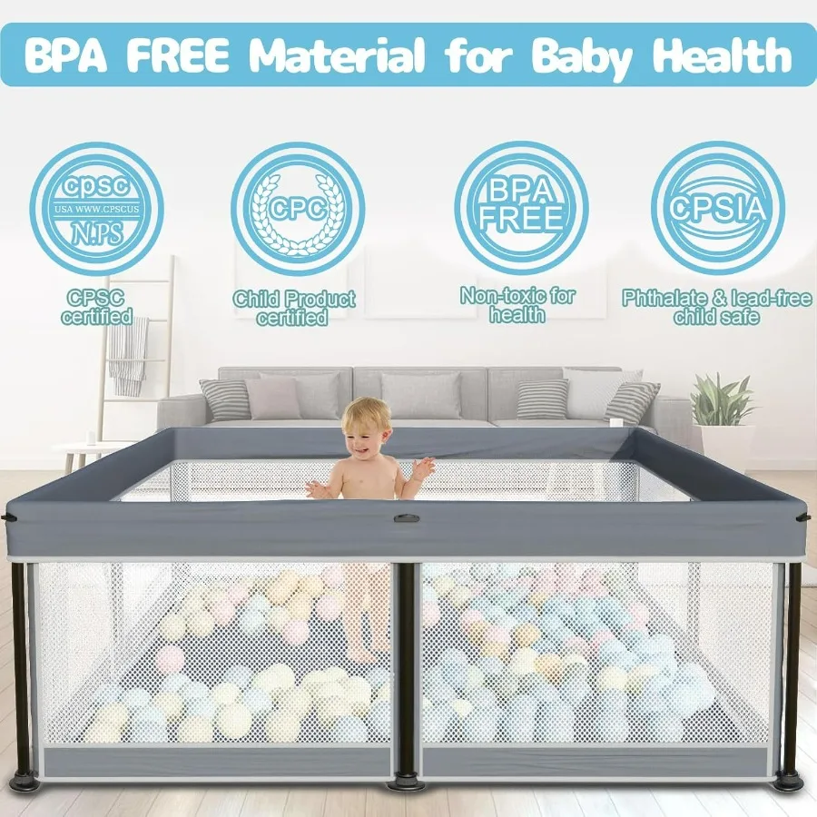 Box per bambini pieghevole con tappetino 50×71 per uso interno ed esterno Cortile da gioco di sicurezza portatile con 50 palline oceaniche Compatto e facile