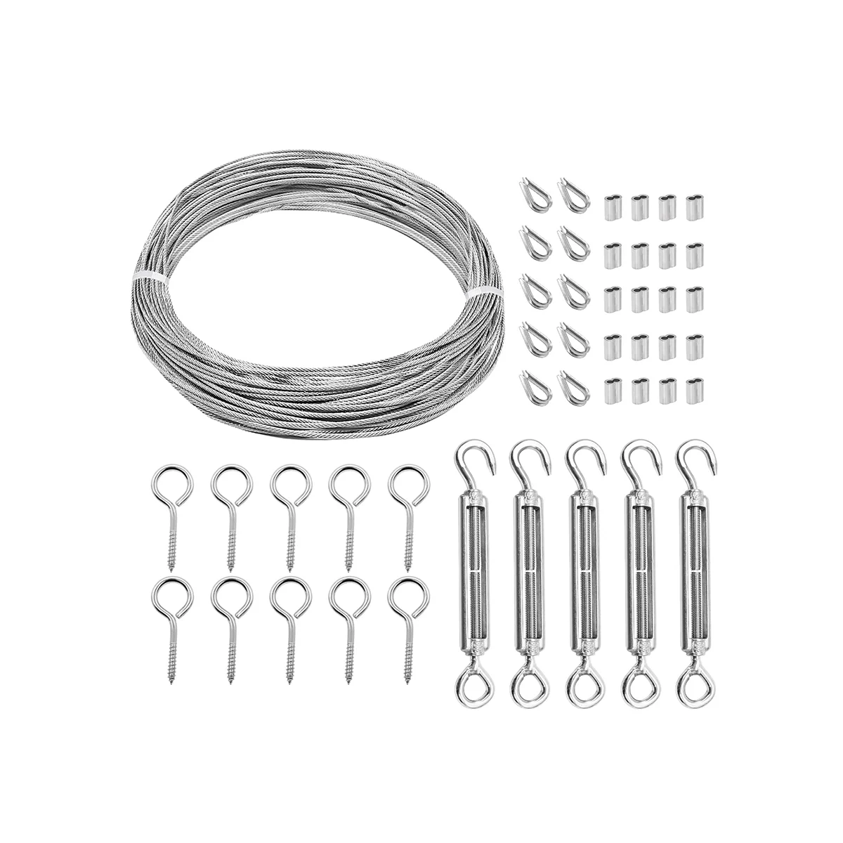 1/16Inch Turnbuckle Wire Tensioner Kit Heavy Turnbuckle Cable Railing Kit 115Ft Wire Rope Hook and Eye Turnbuckle Kit