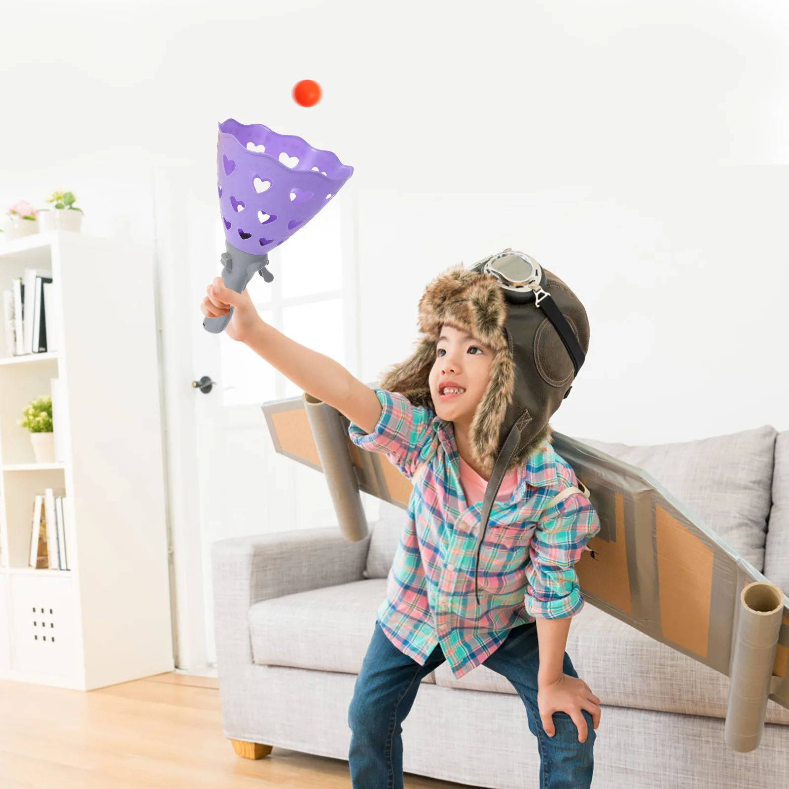 

1Set Kids Catch Ball Game Basket Outdoor Indoor Family Party Fun Launch Pop-Catch Balls Interactive Ball Catch Launcher