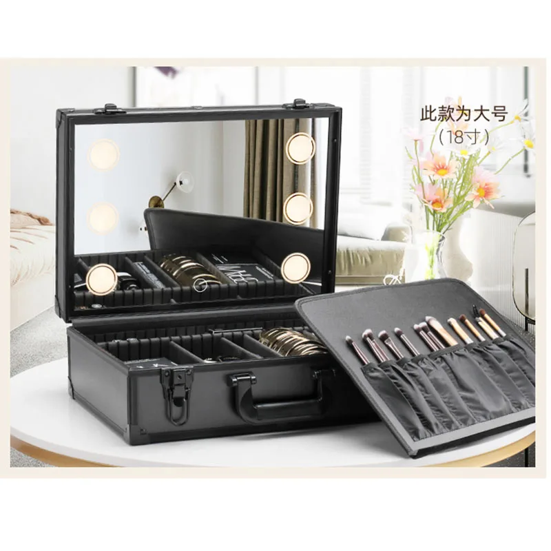 Makeup Box LED Luxury Suitcase Travel Women Cosmetic Bag Large Capacity Organizer Boxes Portable Beauty Cosmetic Case Customized