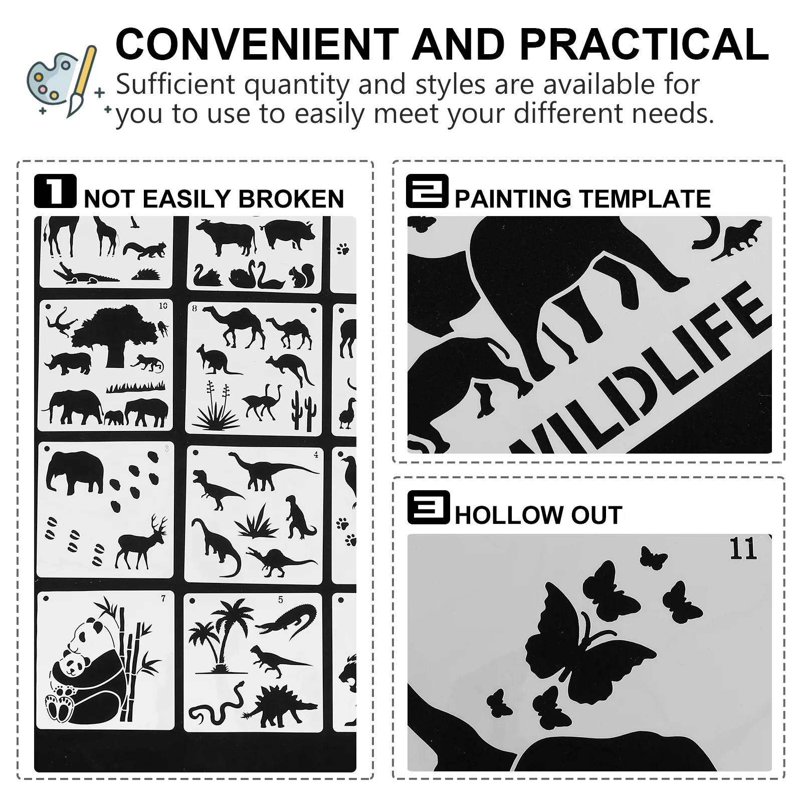 16 vellen draagbare dierensjabloon kind stencils ambachten voor kinderen dieren schilderen het huisdier compacte tekening vorm schilderen