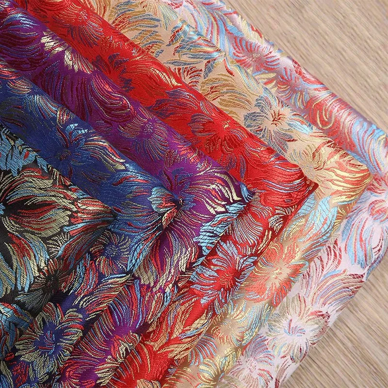 

Chinese Style Brocade Fabric Satin Silk Jacquard Damask Fabric For Diy Sewing Dress Antique Cheongsam Costume DIY Material