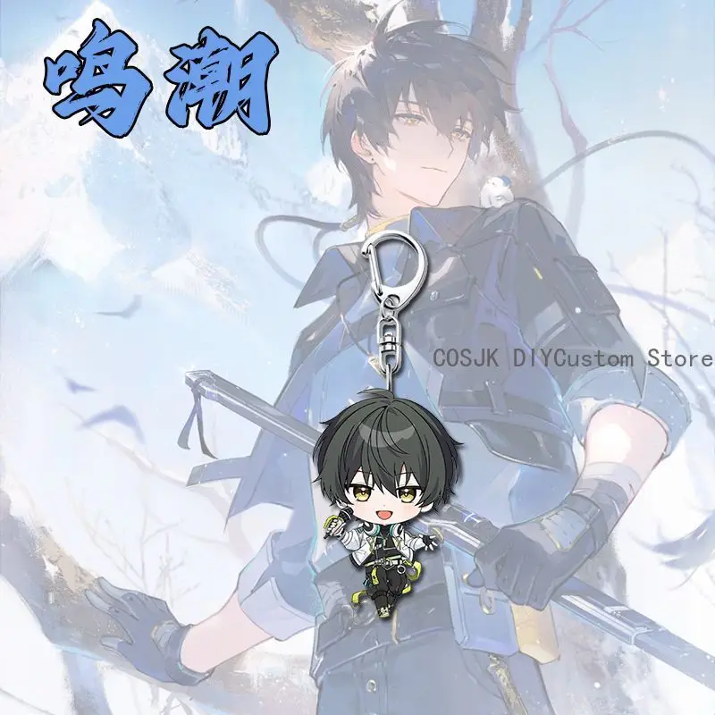 4PCS Game Zani Carlotta Wuthering Waves Anime Q-version Backpack Pendant KeyChain Key Chain Kawaii Figure Acrylic Keyring Gift