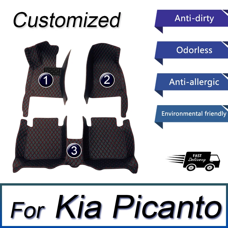 Car Mats Floor For Kia Picanto Morning Grand Eko Taxi JA 2017~2022 Waterproof Leather Mat Car Mats Tapis Voiture Car Accessories