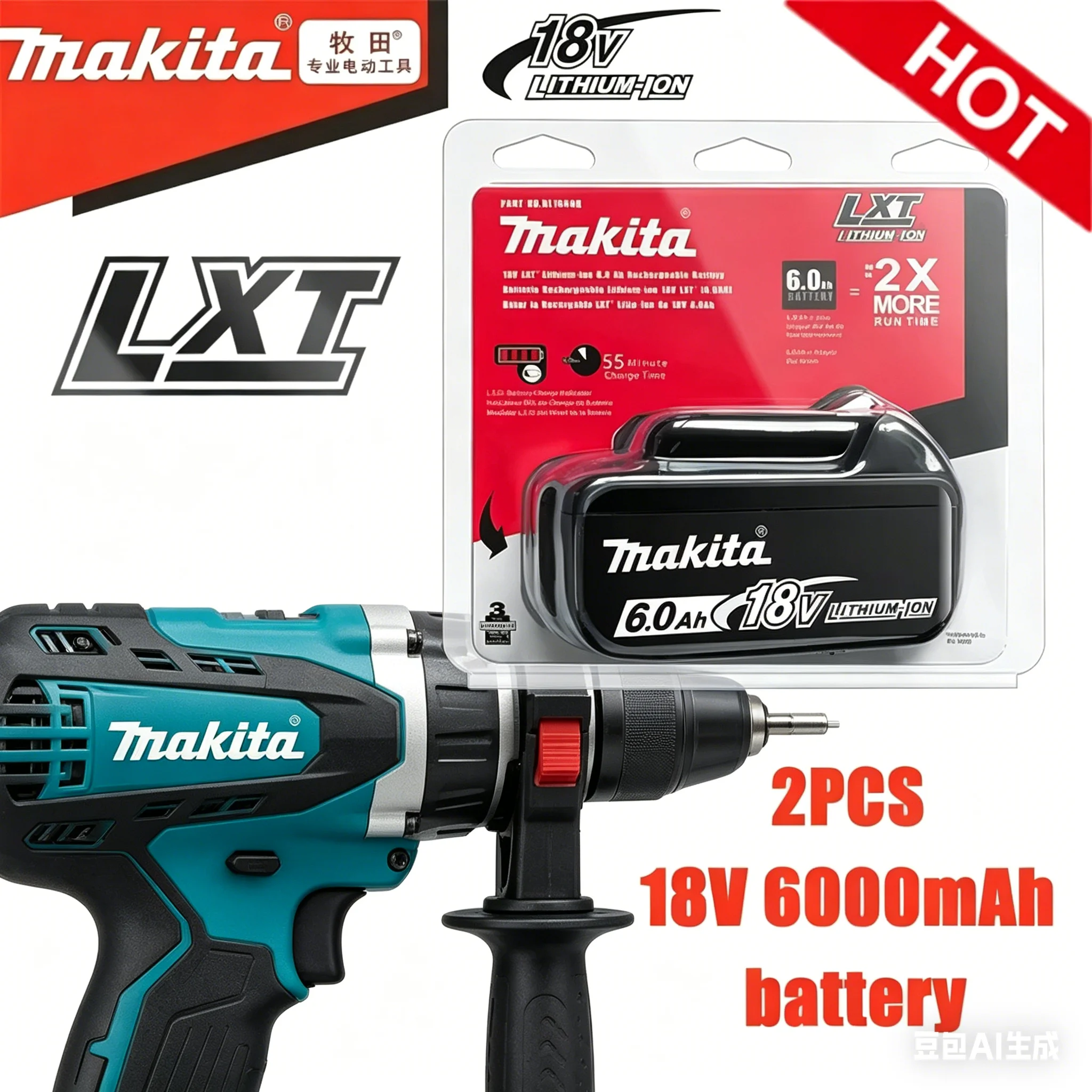 

【Fast delivery】Makita 18V Battery –6.0Ah Makita Battery, for Makita Drill DTW700 DHR202 DGA404 DDF487 DTD173 DJV182 HR140Z