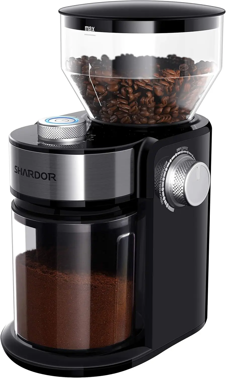

Adjustable Burr Coffee Grinder, 16 Precise Settings for 2-14 Cups, Black