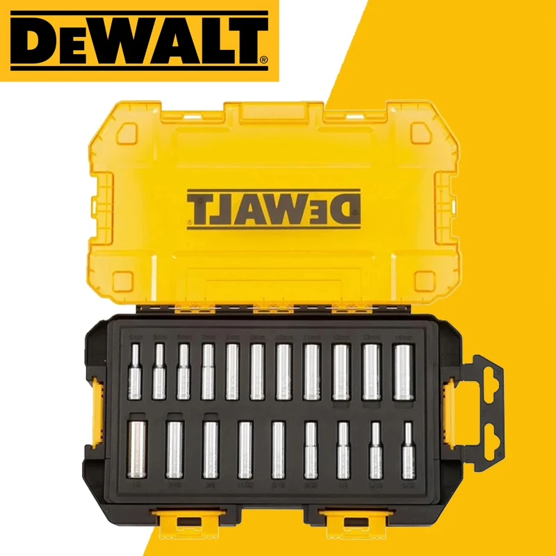 DEWALT DWMT73811 20 Piece 1/4 IN Drive Deep Combination Socket Set Anti Slip Fastening Storage Case Tool Accessories