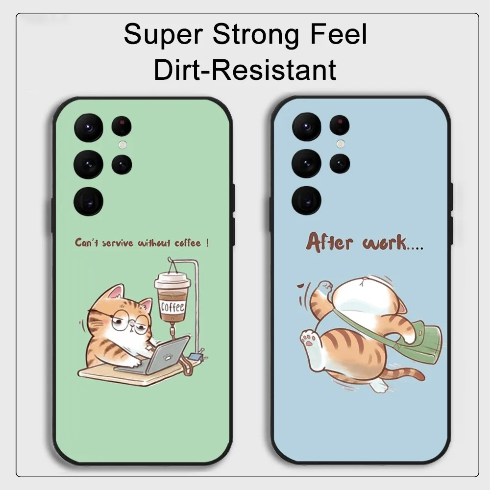 Cute funny expression cat Phone Case  Samsung S series s20 s21 s22 s23 s24 FE Plus Ultra TPU Soft to Skin-friendly case