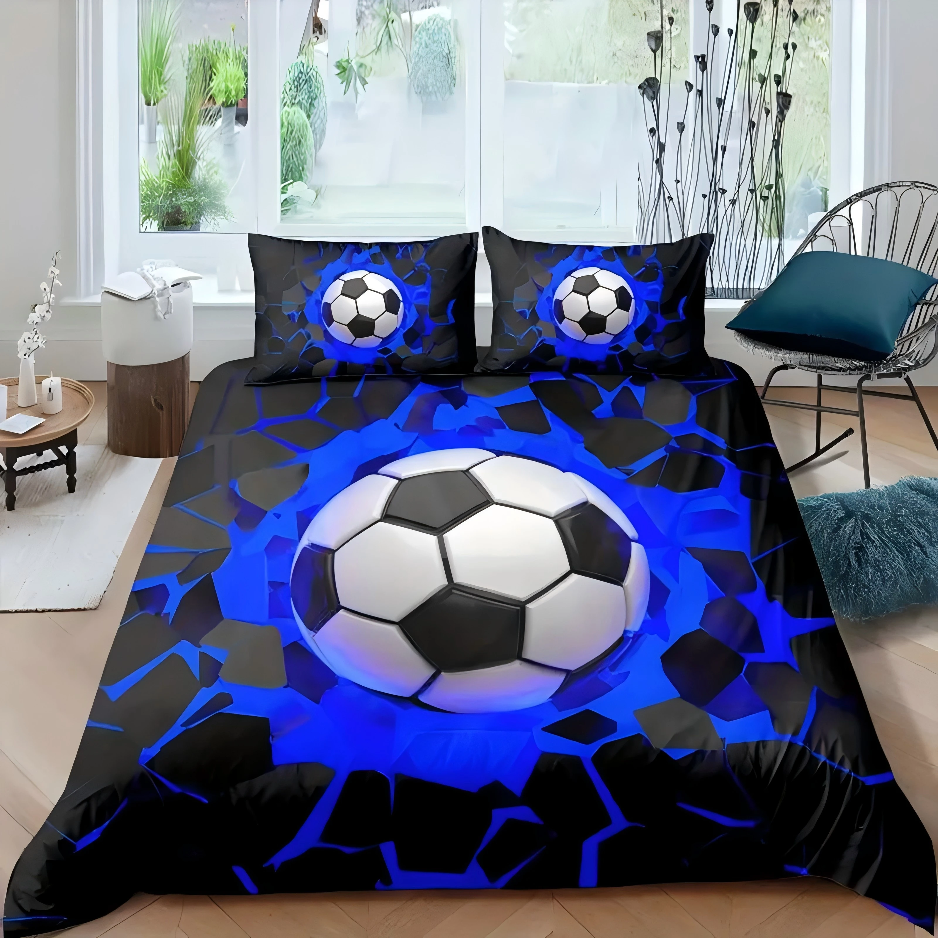 

Colorful Football Print Quilt Cover Passionate Wall Impact Color Laser Science Fiction Style Polyester Comfortable Duvet Cover