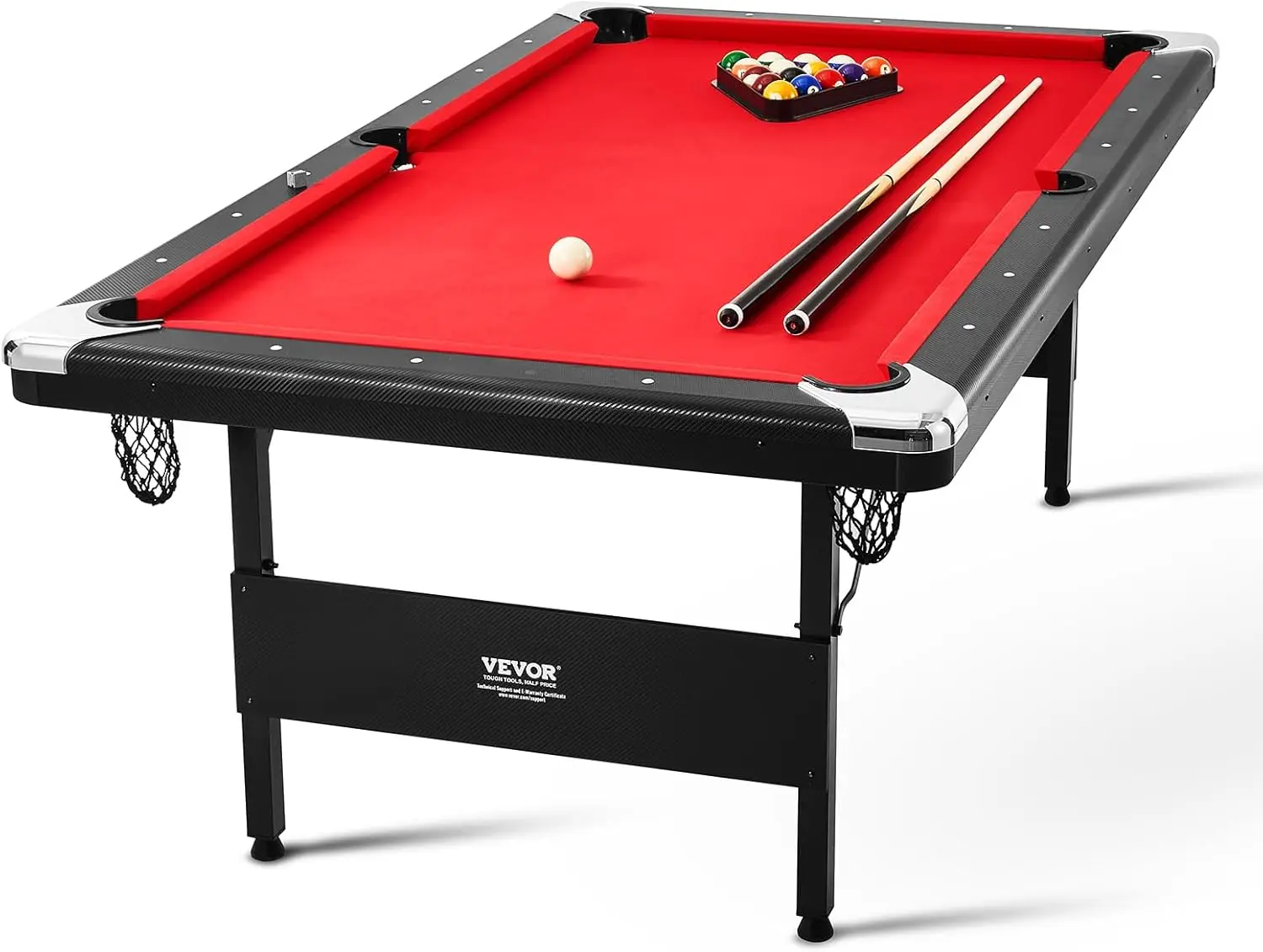 

Folding Pool Table Portable Billiards Tables Foldable Space Saving Entertainment Game Set Includes Ball Cue Rack Chalk Brush
