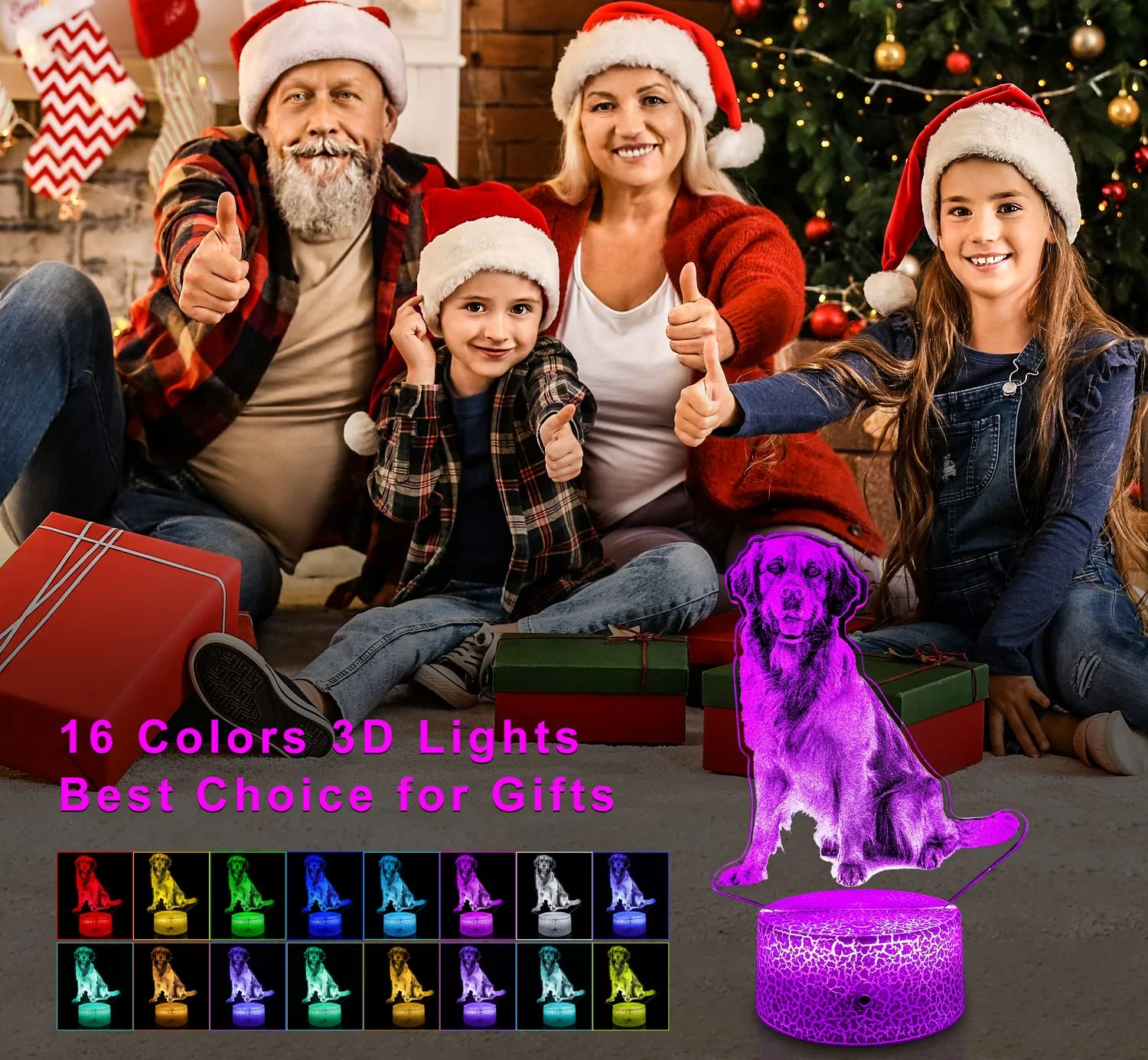 Regali per cani per mamma bambini, luce notturna per cani con telecomando Smart Touch 7 colori che cambiano giocattoli per cani decorazione della stanza lampada da comodino per cani per bambini