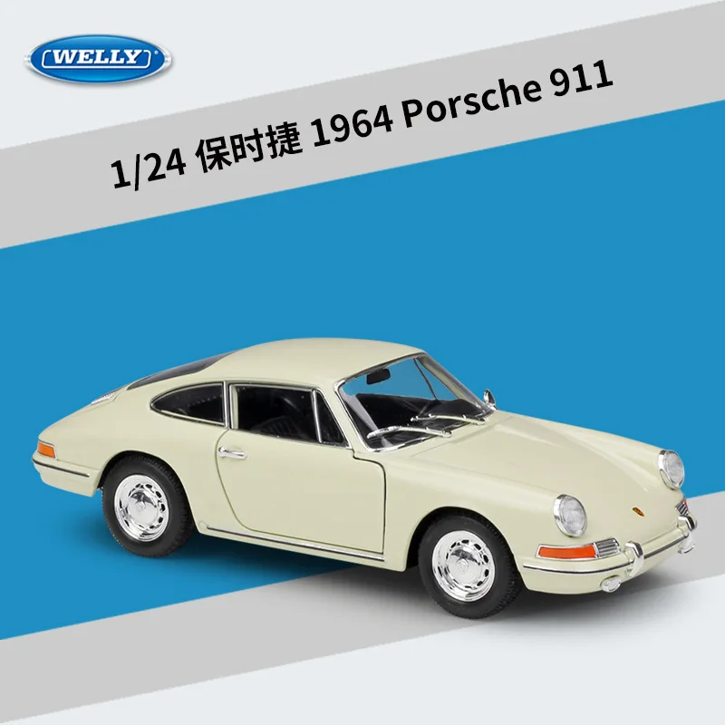 

WELLY масштаб 1:24 1964, Porsche 911, классическая модель первого поколения, литая под давлением модель из сплава с открывающимися дверцами, коллекционный дисплей в подарок