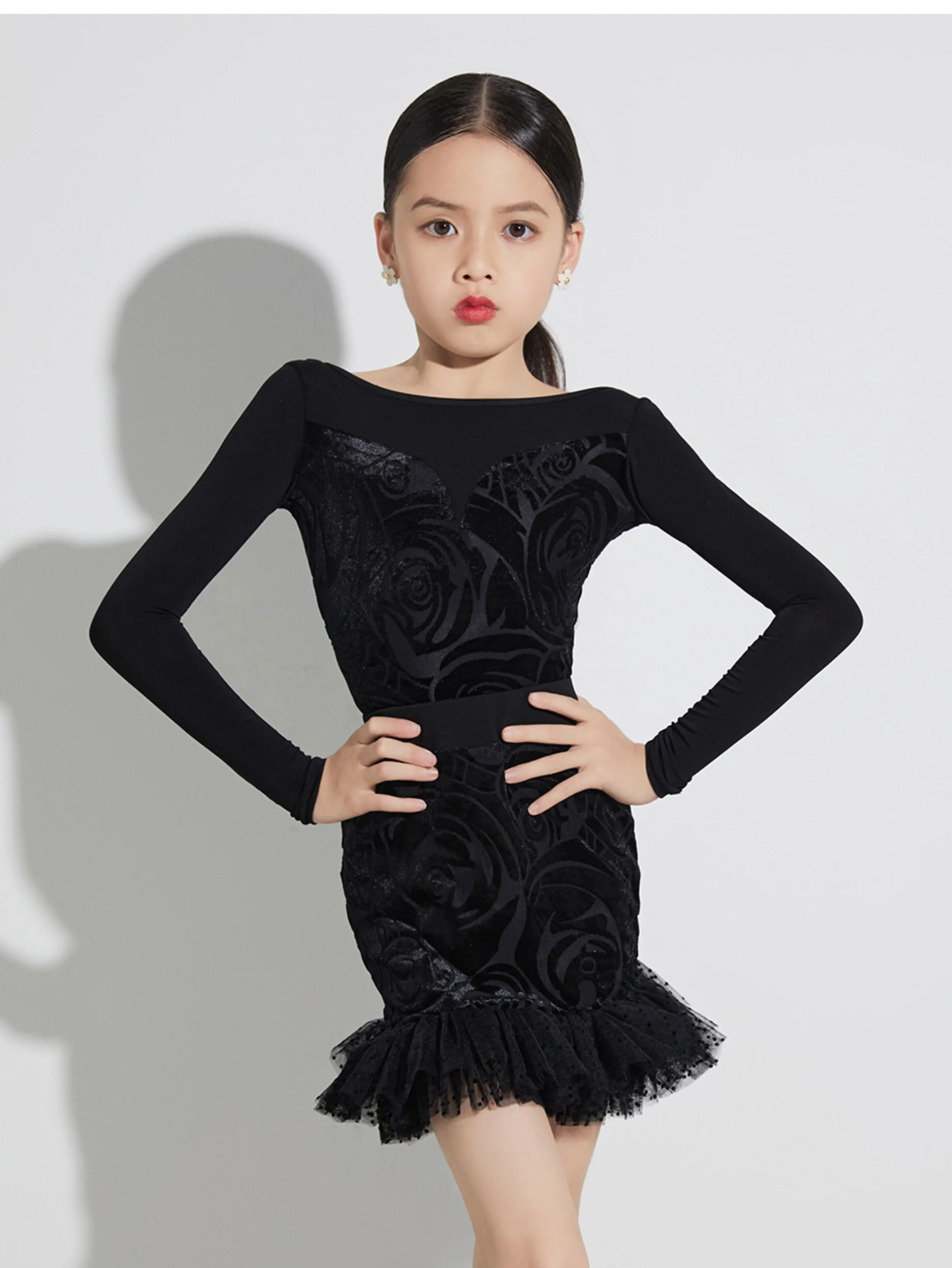 Trajes de baile estándar nacional latino personalizados para niños y niñas, traje de práctica profesional, conjunto de baile de rendimiento, sensación de alta gama