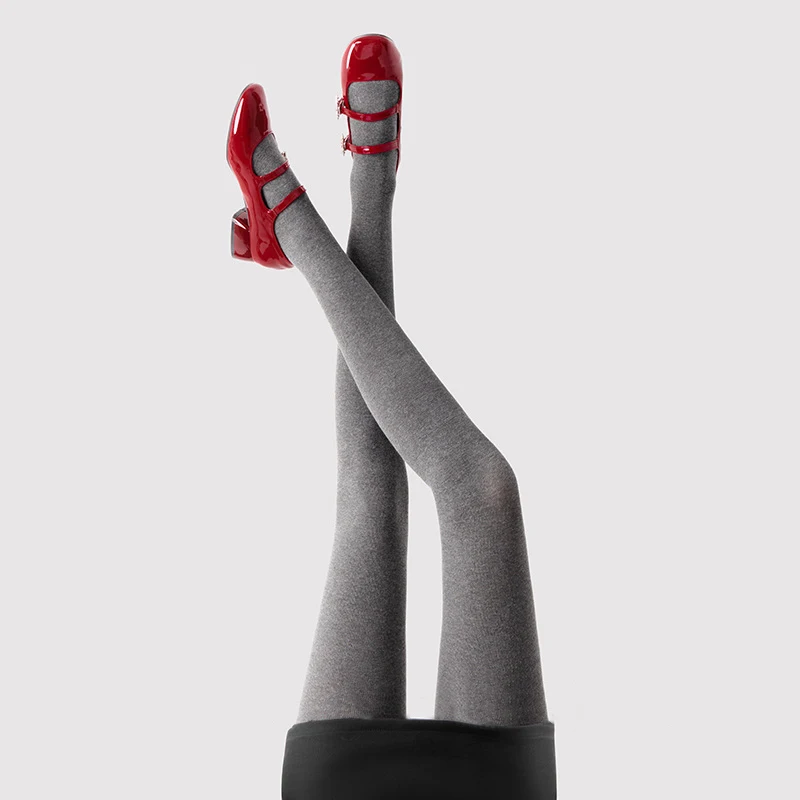 2024 Trendy Minimalist Gray Leggings Autumn and Winter High Waist Worn Outside Pantyhose Micro-pressure Thin Leggings Women