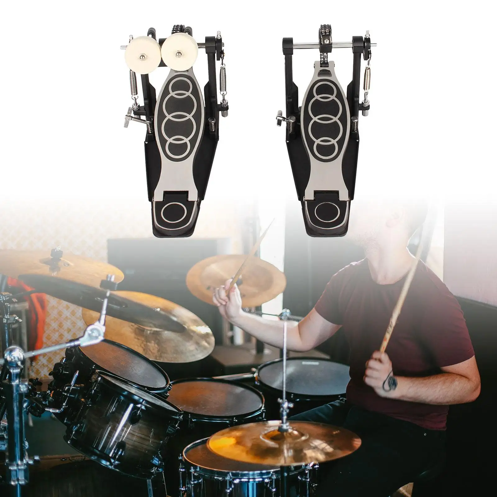 Twin Foot Pedal Two Chain Double Kick Drum Pedal for Metal and Rock Drummers