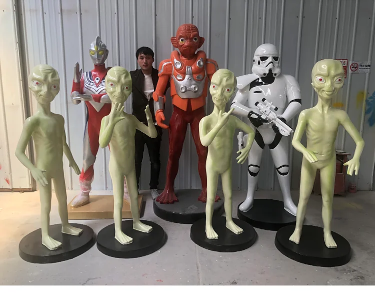 

&*Alien Statue Martians Ufo Outdoor Dwarf Garden Statue Alien Resin Decoration Extraterrestrial
