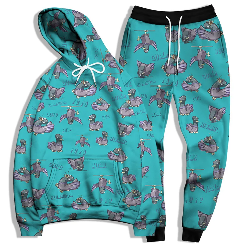 Autumn Animals Duck 3D Printed Hoodie Suit Men Sweatshirts Sweatpants Casual Fashion Two Piece Tracksuit Set Men\'s Clothing