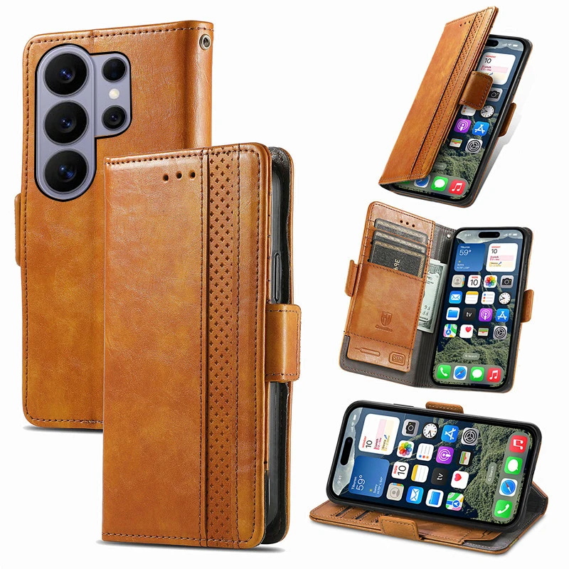 

Flip Spliced retro leather card Slot Wallet Cover For Samsung Galaxy S26 S25 Edge Ultra PIus RFID Flip shockproof phone Case
