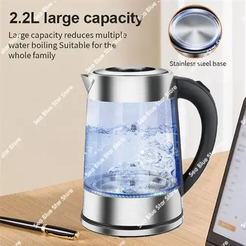 Insulation glass electric kettle, household automatic power-off double-layer anti-scalding stainless steel glass kettle