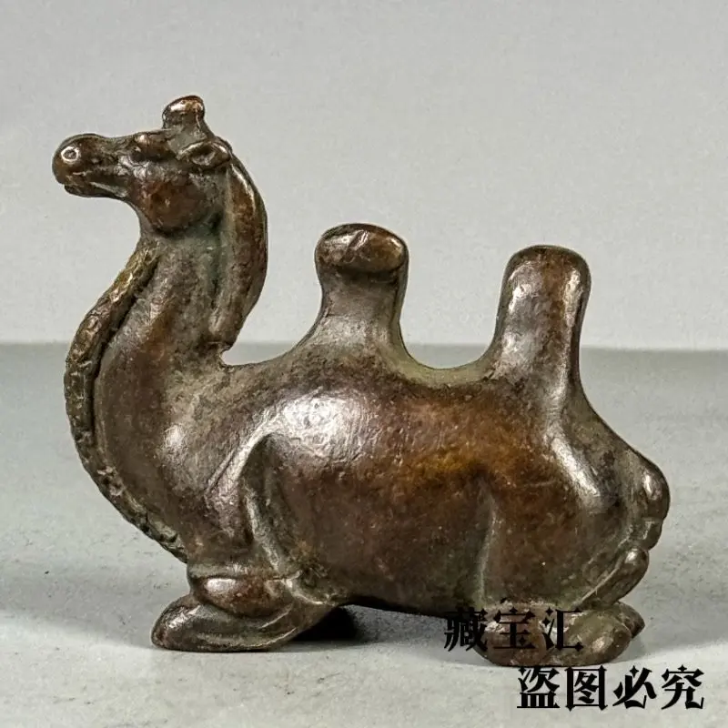 Vintage Old Tibetan Solid Copper Camel Sculpture Desk Decor Ancient Bronze Paperweight Brush Holder Wenfang Craft
