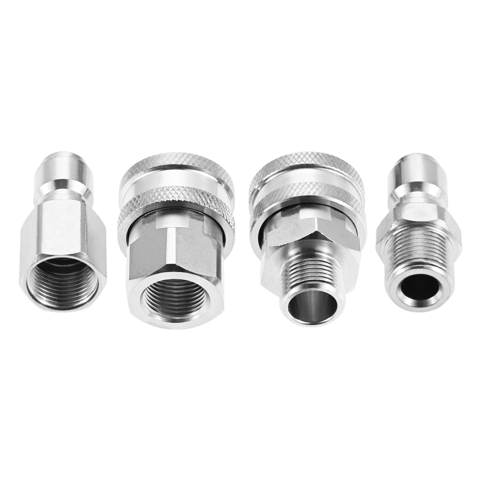 4Pcs NPT 3/8 Quick Connect Pressure Washer Coupler Stainless Steel Fittings Male-Female Coupler for Fast Connect Quick Release