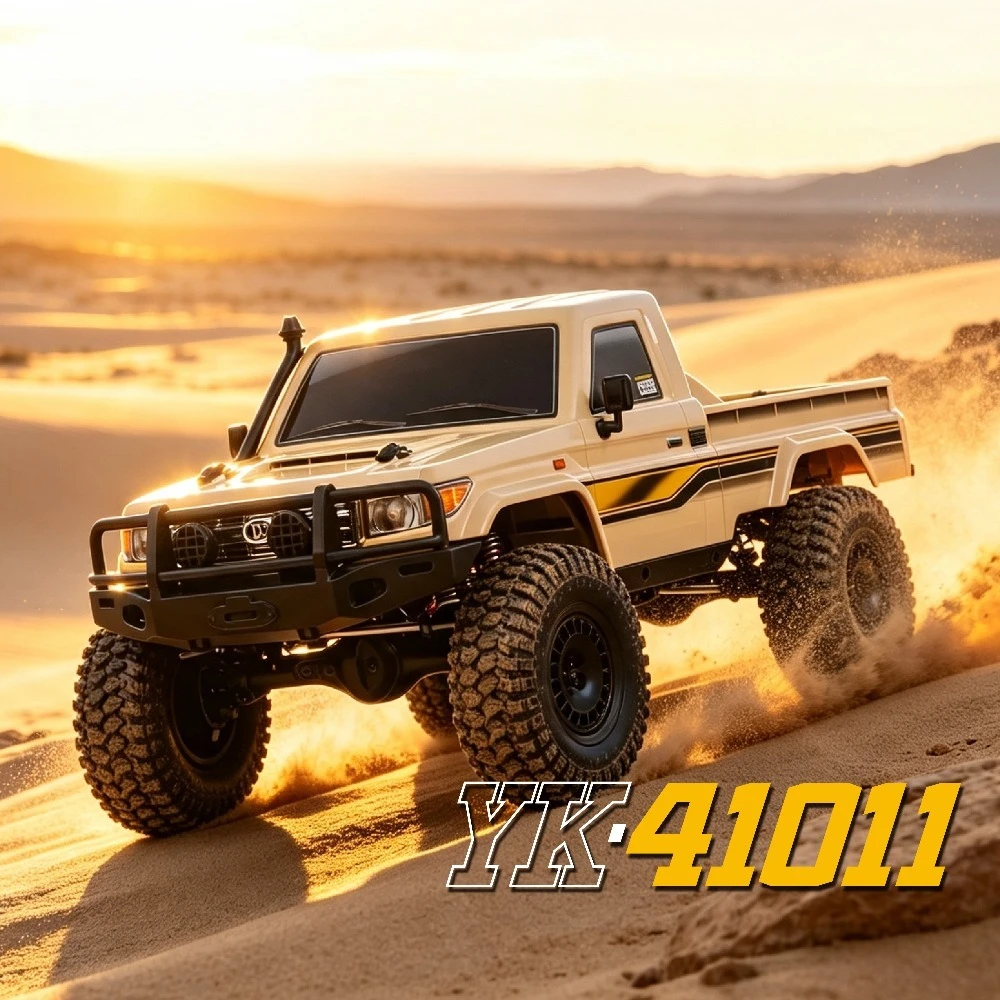 YK41011 1/10 RC 4WD Pickup Truck with Front and Rear Manual Differential Locks High and Low Speeds Electric Brushed Crawler